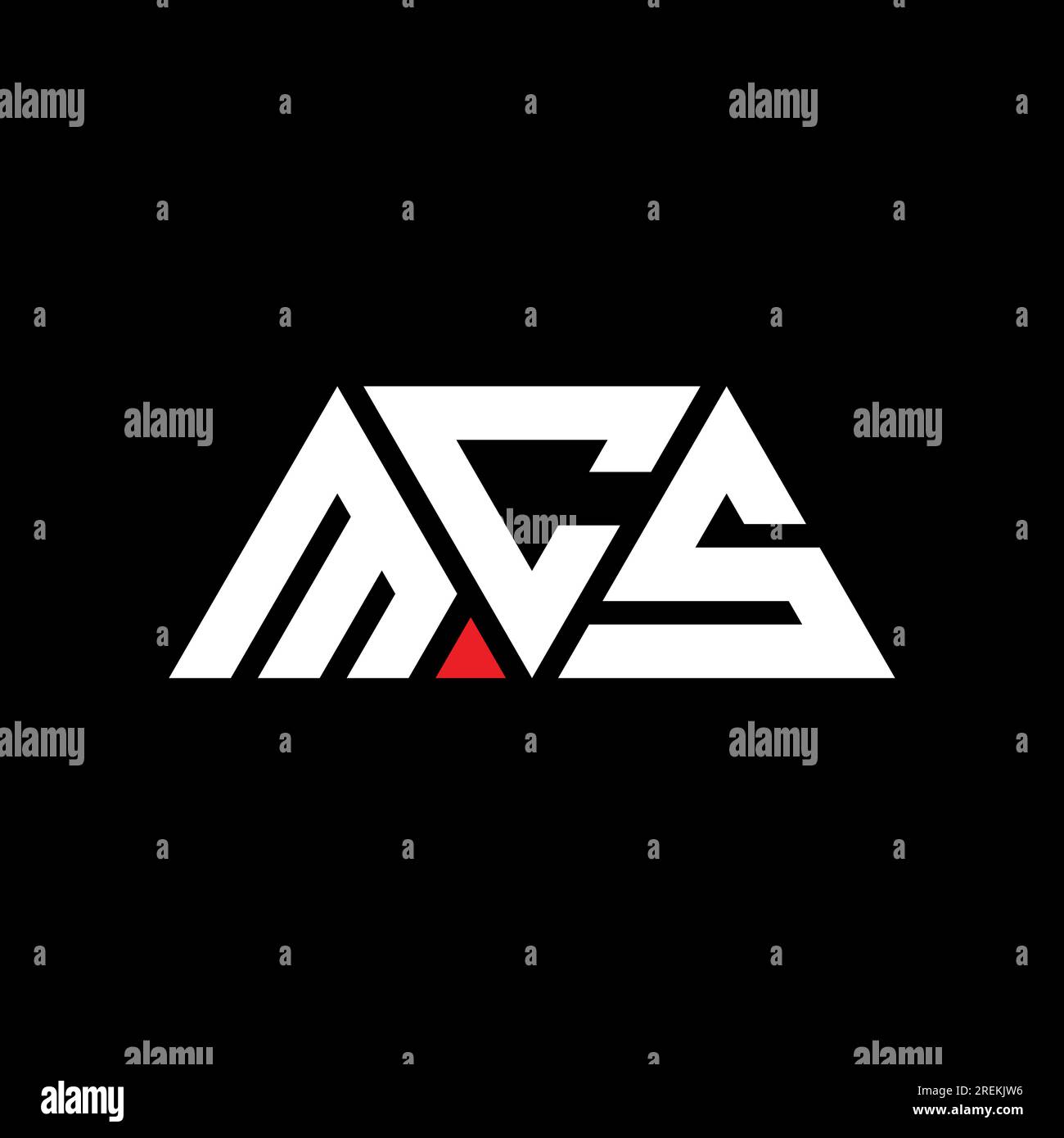 MCS-Logo mit Dreiecksbuchstaben und Dreiecksform. Monogramm mit MCS-Dreieck-Logo. MCS-dreieckige Vektor-Logo-Vorlage mit roter Farbe. MCS Triangul Stock Vektor