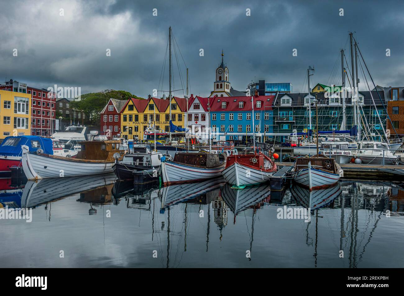 Hafen von Torshavn, Hauptstadt der Färöer, Streymoy, Dänemark Stockfoto