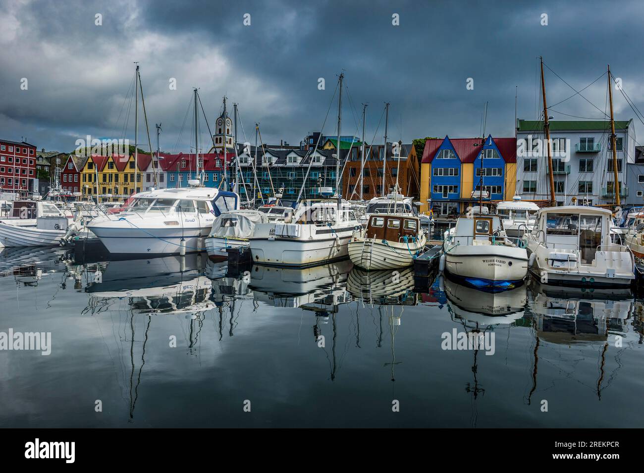 Hafen von Torshavn, Hauptstadt der Färöer, Streymoy, Dänemark Stockfoto