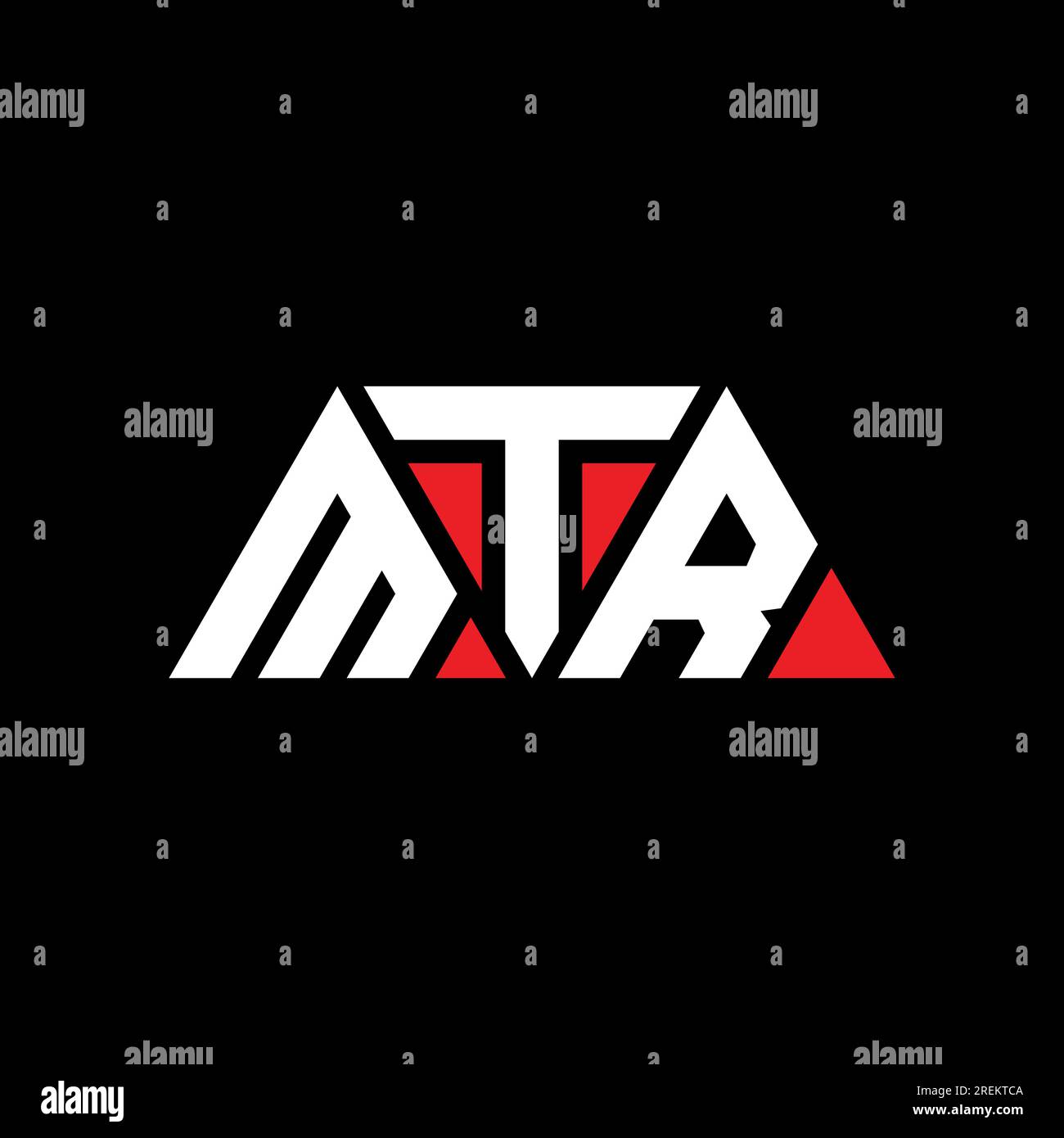 MTR-Logo mit Dreiecksbuchstaben und Dreiecksform. MTR-Dreieck-Logo-Monogramm. MTR-Dreieck-Vektor-Logo-Vorlage mit roter Farbe. MTR Triangul Stock Vektor