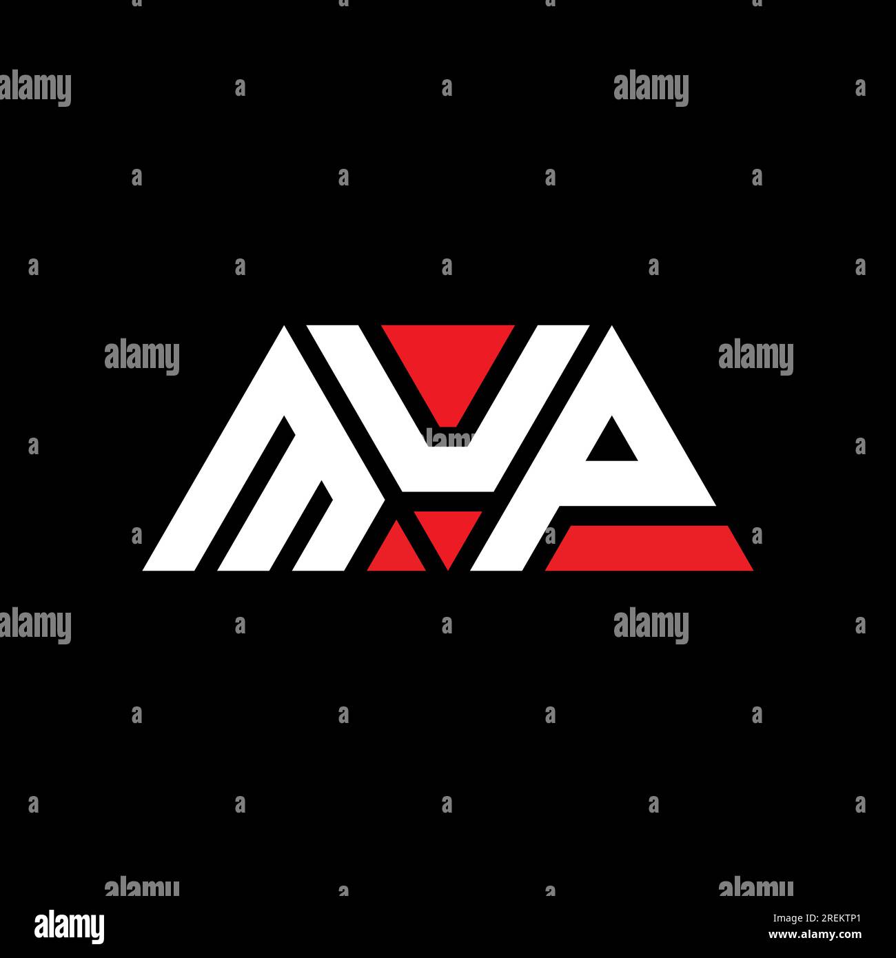 MUP-Logo mit Dreiecksbuchstaben und Dreiecksform. MUP-Monogramm mit Dreieck-Logo. MUP-dreieckige Vektor-Logo-Vorlage mit roter Farbe. MUP Triangul Stock Vektor