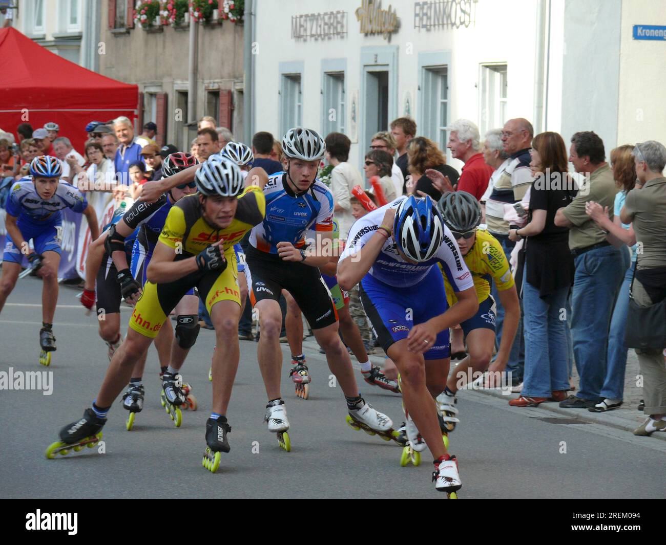 Qowaz-Inline-Challenge, Halbmarathon-Meisterschaft In Deutschland. In Huefingen bei Donaueschingen, Schwarzwald-Baar. Schlecht. - Wuertt. BRD. 30. 06. 2007 Stockfoto