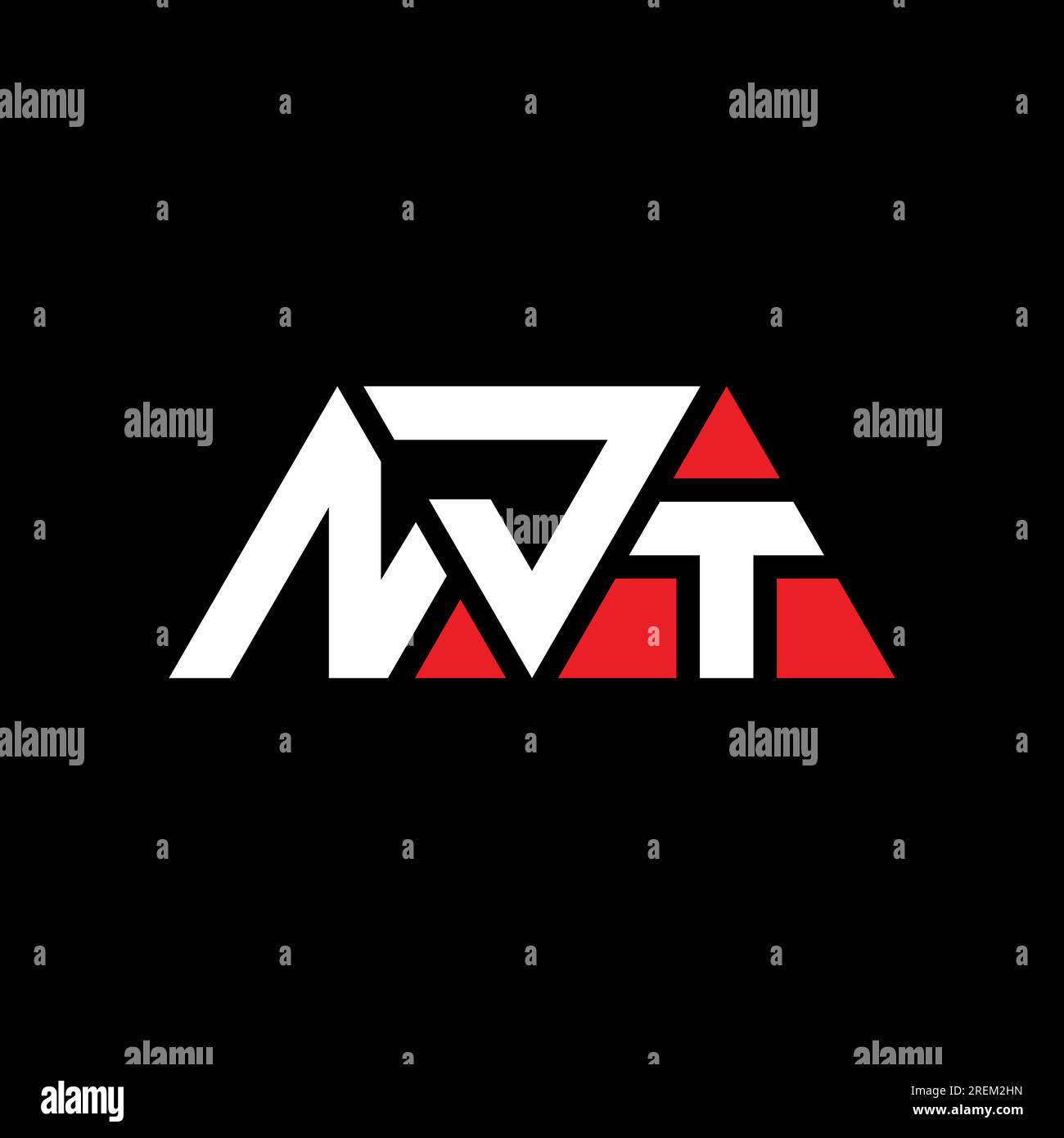NJT-Logo mit dreieckigem Buchstaben und Dreiecksform. Monogramm mit NJT-Dreieck-Logo. Vorlage für NJT-Dreieck-Vektor-Logo in roter Farbe. NJT Triangul Stock Vektor