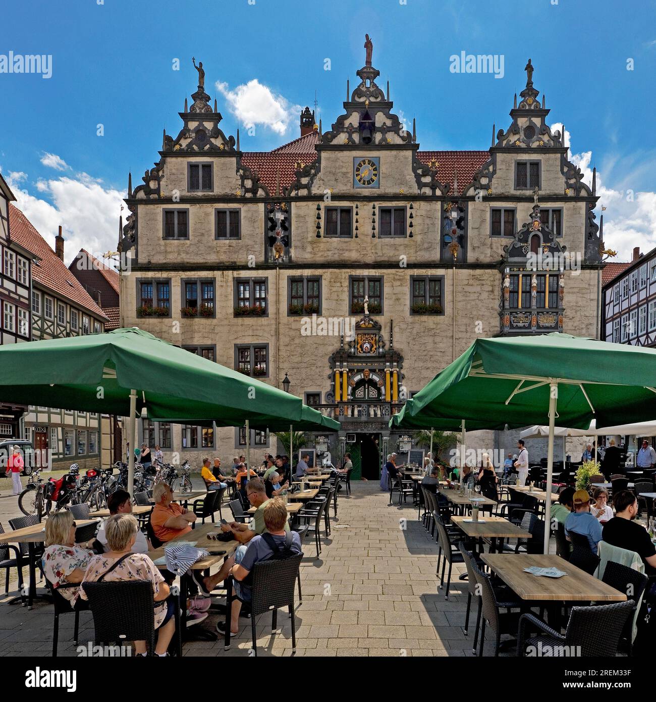 Das Rathaus Muenden im Weser-Renaissance-Stil, Hann. Muenden oder Hannoversch Muenden, Niedersachsen, Deutschland Stockfoto