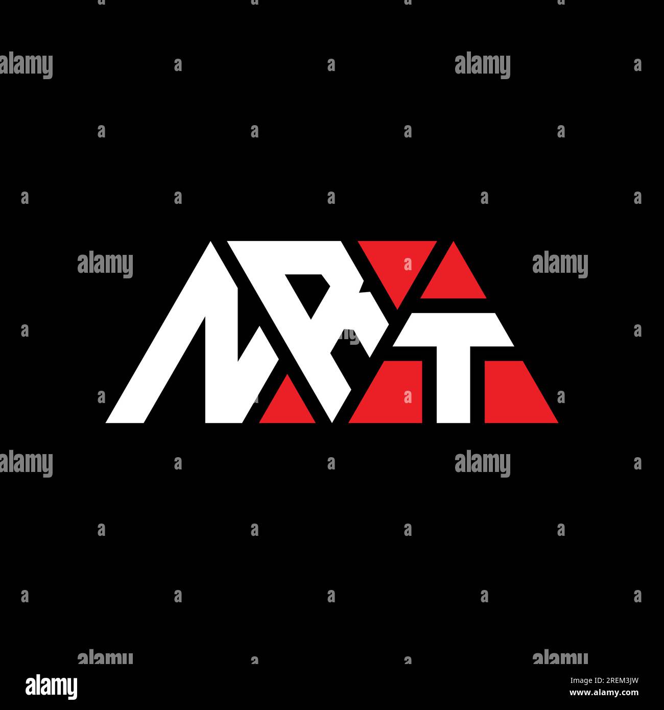 NRT-Logo mit Dreiecksbuchstaben und Dreiecksform. NRT-Dreieck-Logo-Monogramm. Vorlage für NRT-Dreieck-Vektor-Logo in roter Farbe. NRT Triangul Stock Vektor