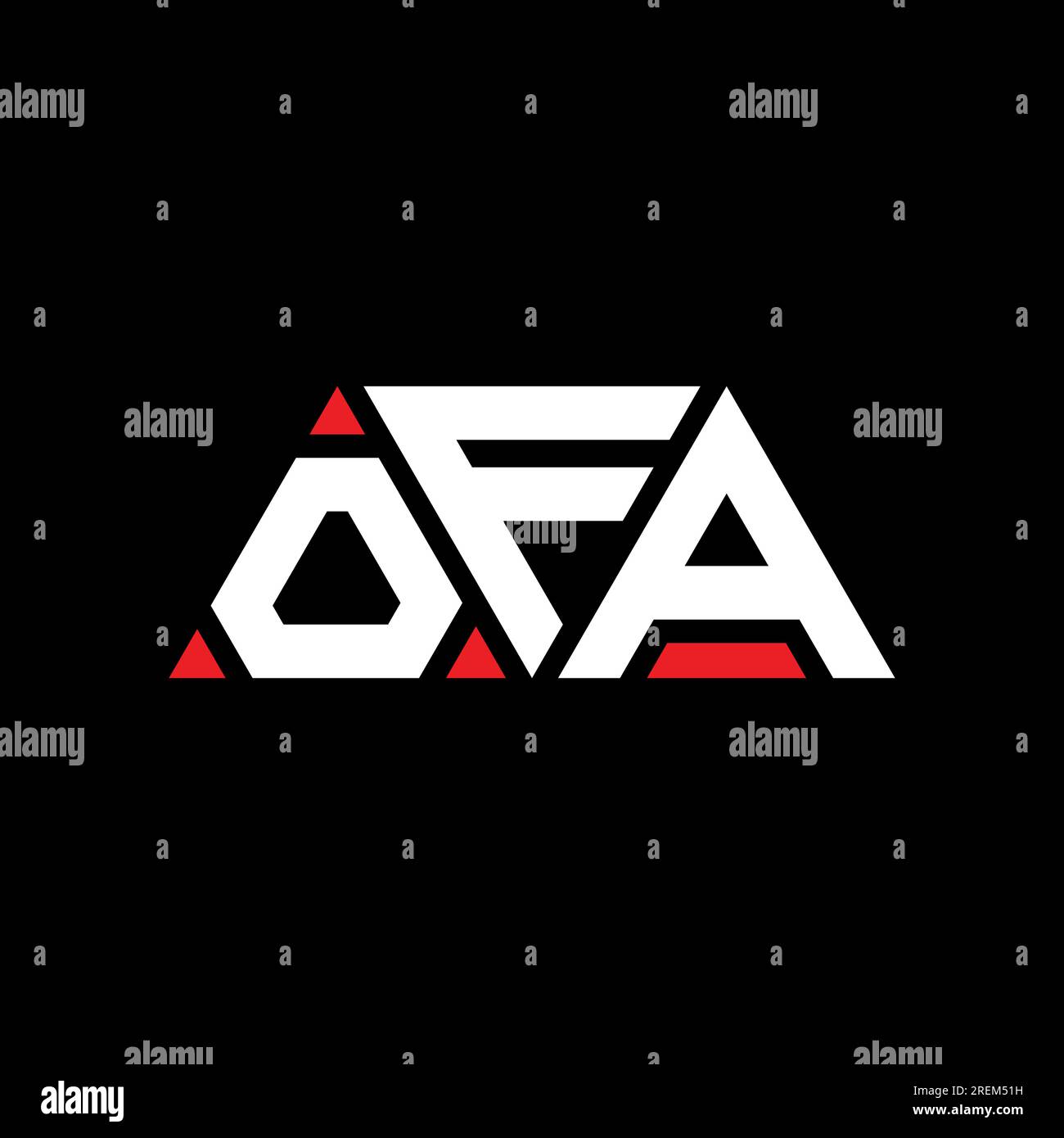OFA-Logo mit Dreiecksbuchstaben und Dreiecksform. OFA-Dreieck-Logo-Monogramm. OFA-Dreieck-Vektor-Logo-Vorlage mit roter Farbe. OFA Triangul Stock Vektor