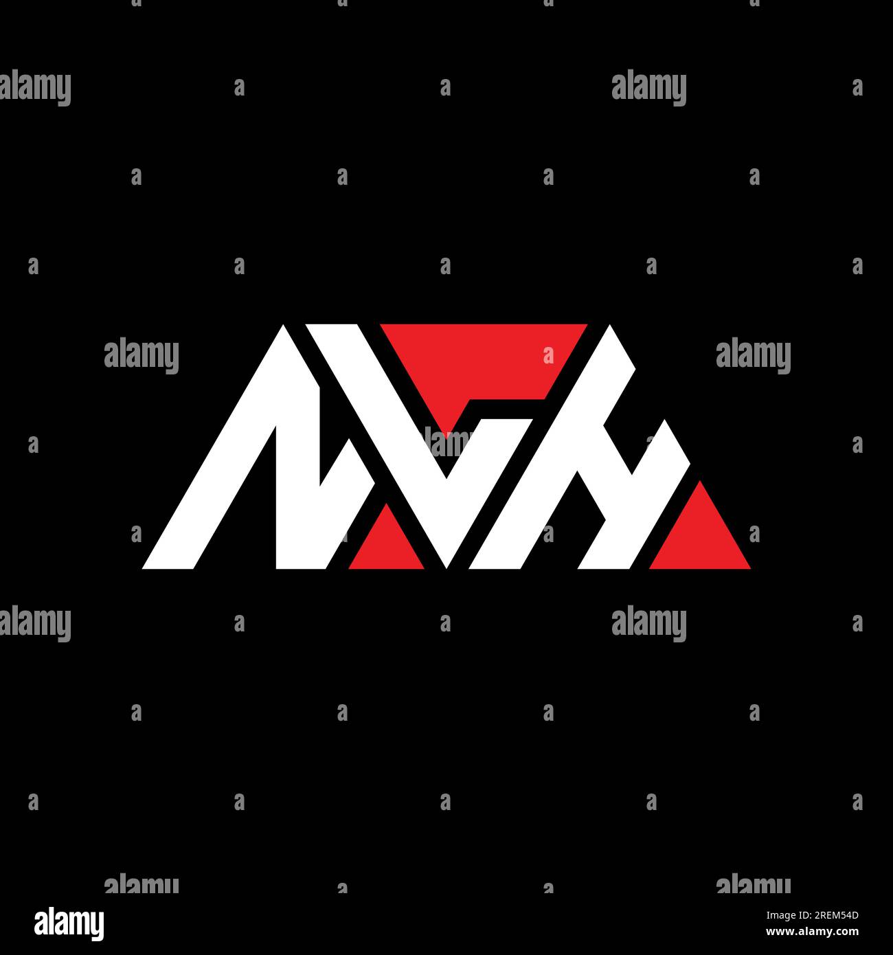 NLH-Logo mit dreieckigem Buchstaben in Dreiecksform. Monogramm mit NLH-Dreieck-Logo. Vorlage für NLH-Dreieck-Vektor-Logo in roter Farbe. NLH Triangul Stock Vektor