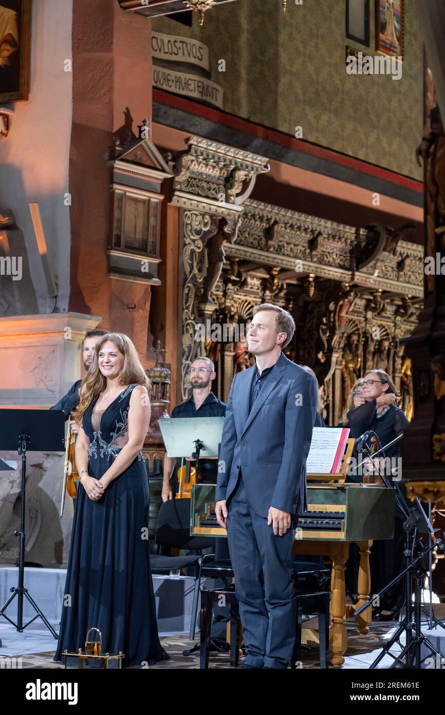 Francesca Lombardi Mazzulli – Soprano, Arte dei Suonatori, Regie von Marcin Świątkiewicz, zum Kromer Festival Biecz in Corpus Christi Collegiate Church Stockfoto