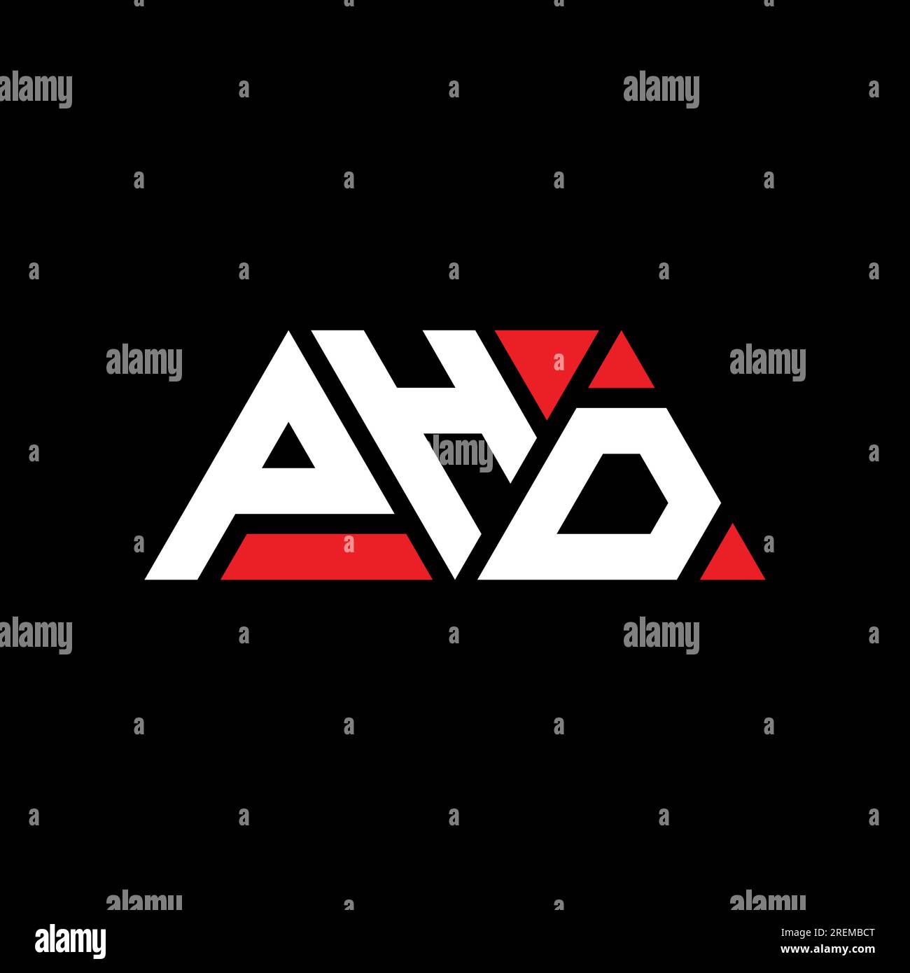PHD-Logo mit Dreiecksbuchstaben in Dreiecksform. PHD Dreieck-Logo-Monogramm. VORLAGE für PHD-Dreieck-Vektor-Logo in roter Farbe. PHD Triangul Stock Vektor