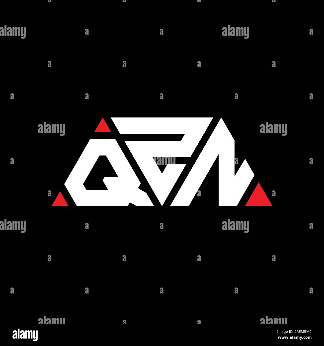 QZN-Logo mit Dreiecksbuchstaben und Dreiecksform. Monogramm mit QZN-Dreieck-Logo. QZN-dreieckige Vektor-Logo-Vorlage mit roter Farbe. QZN Triangul Stock Vektor