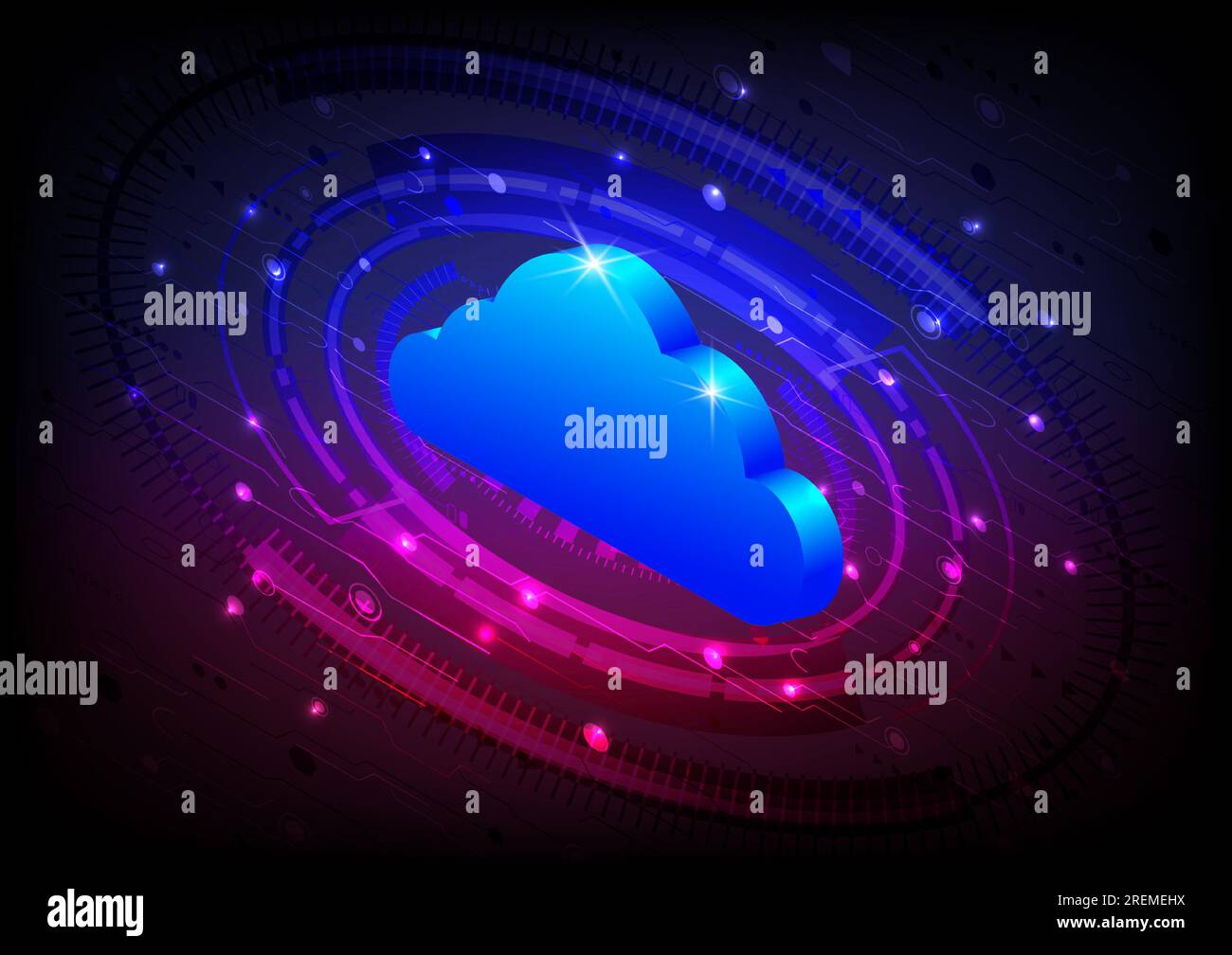 Abstrakte Hintergrund-Cloudscape isometrische Cyberspace-Firewall-Verbindung Servertechnologie Sicherheitskonzepte Grafikdesign futuristische Vektordarstellung Stock Vektor