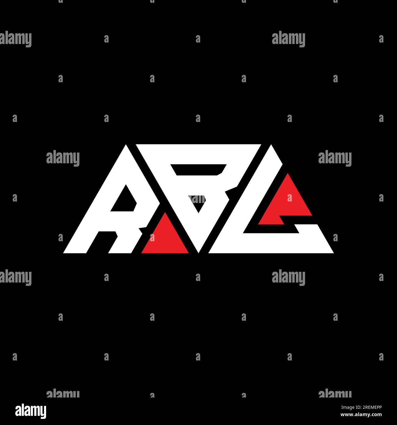 RBL-Logo mit Dreiecksbuchstaben und Dreiecksform. RBL Dreieck-Logo-Monogramm. RBL Dreieck-Vektor-Logo-Vorlage mit roter Farbe. RBL Triangul Stock Vektor