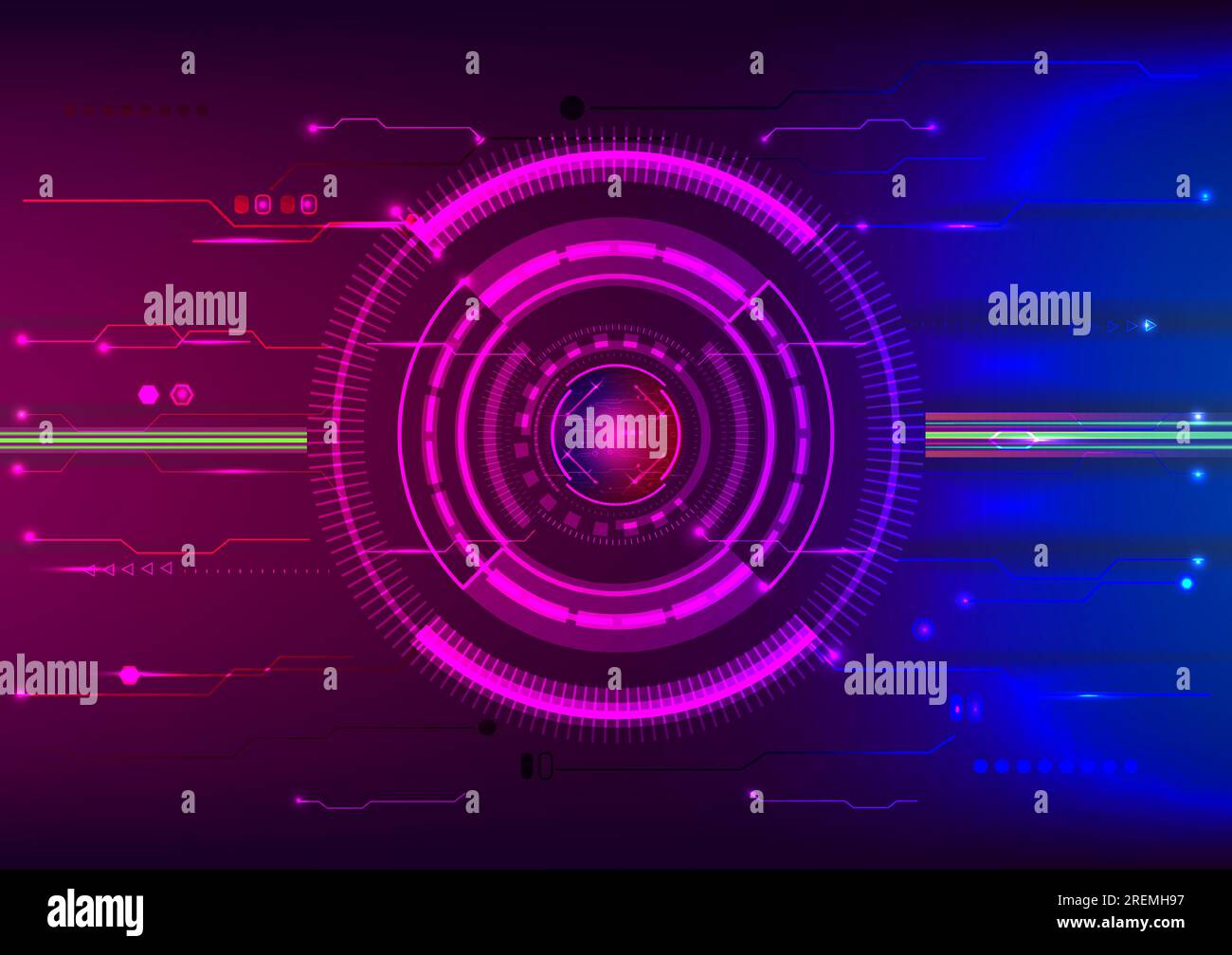 Leiterplatteneinstellung mechanisches Radar Leistung Elektrizitätstechnologie Wissenschaftsverbindung abstrakte grafische Hintergrunddesign Vektordarstellung. Stock Vektor