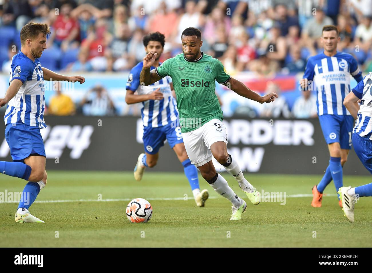 Harrison, New Jersey, USA. 28. Juli 2023. Newcastle United Forward CALLUM WILSON (9) in Aktion in der Red Bull Arena in Harrison New Jersey Newcastle United besiegt Brighton und Hove Albion 2 bis 1 (Kreditbild: © Brooks von Arx/ZUMA Press Wire) NUR REDAKTIONELLE VERWENDUNG! Nicht für den kommerziellen GEBRAUCH! Kredit: ZUMA Press, Inc./Alamy Live News Stockfoto