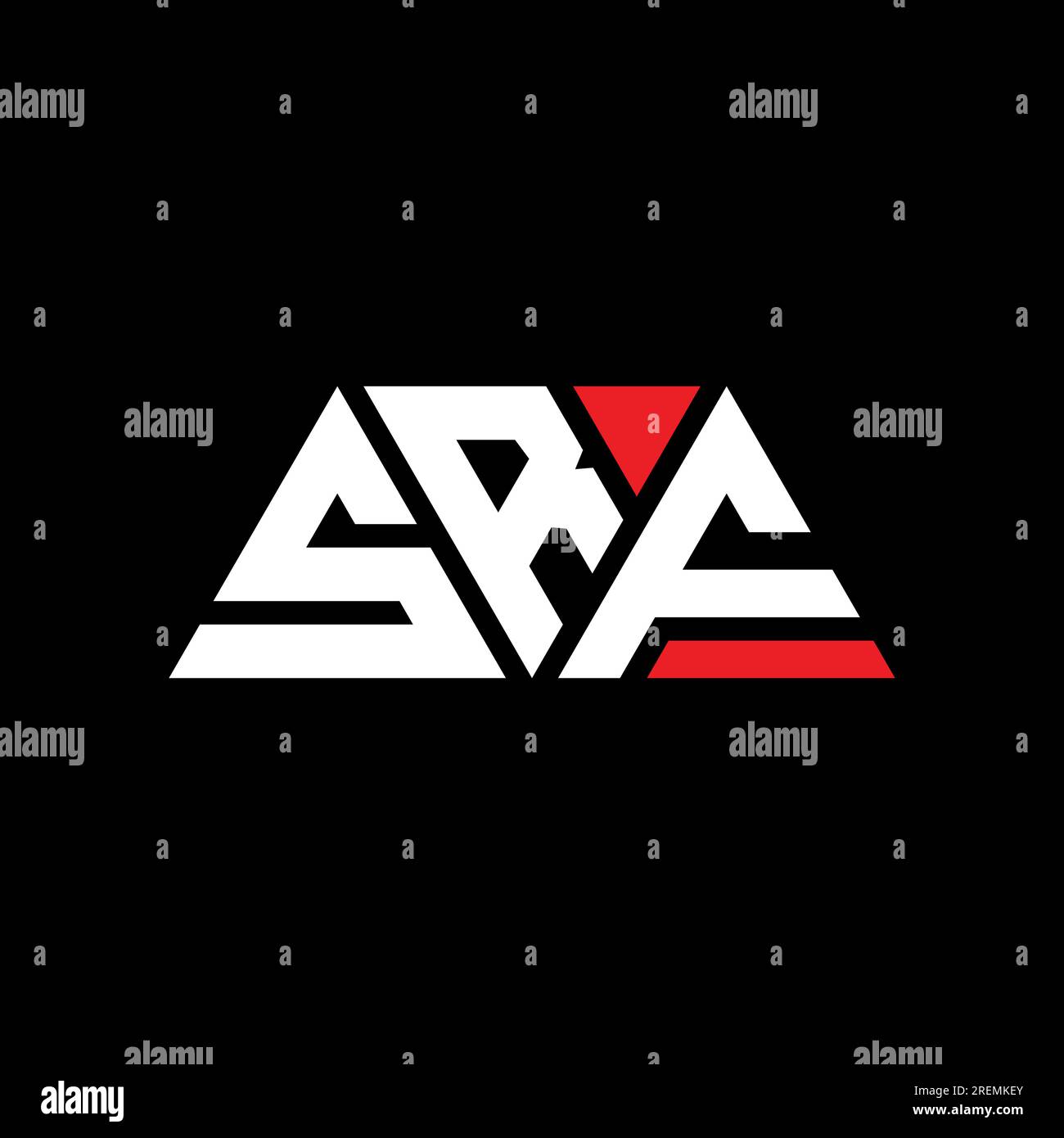 SRF-Logo mit Dreiecksbuchstaben und Dreiecksform. SRF-Dreieck-Logo-Monogramm. SRF-Dreieck-Vektor-Logo-Vorlage mit roter Farbe. SRF Triangul Stock Vektor