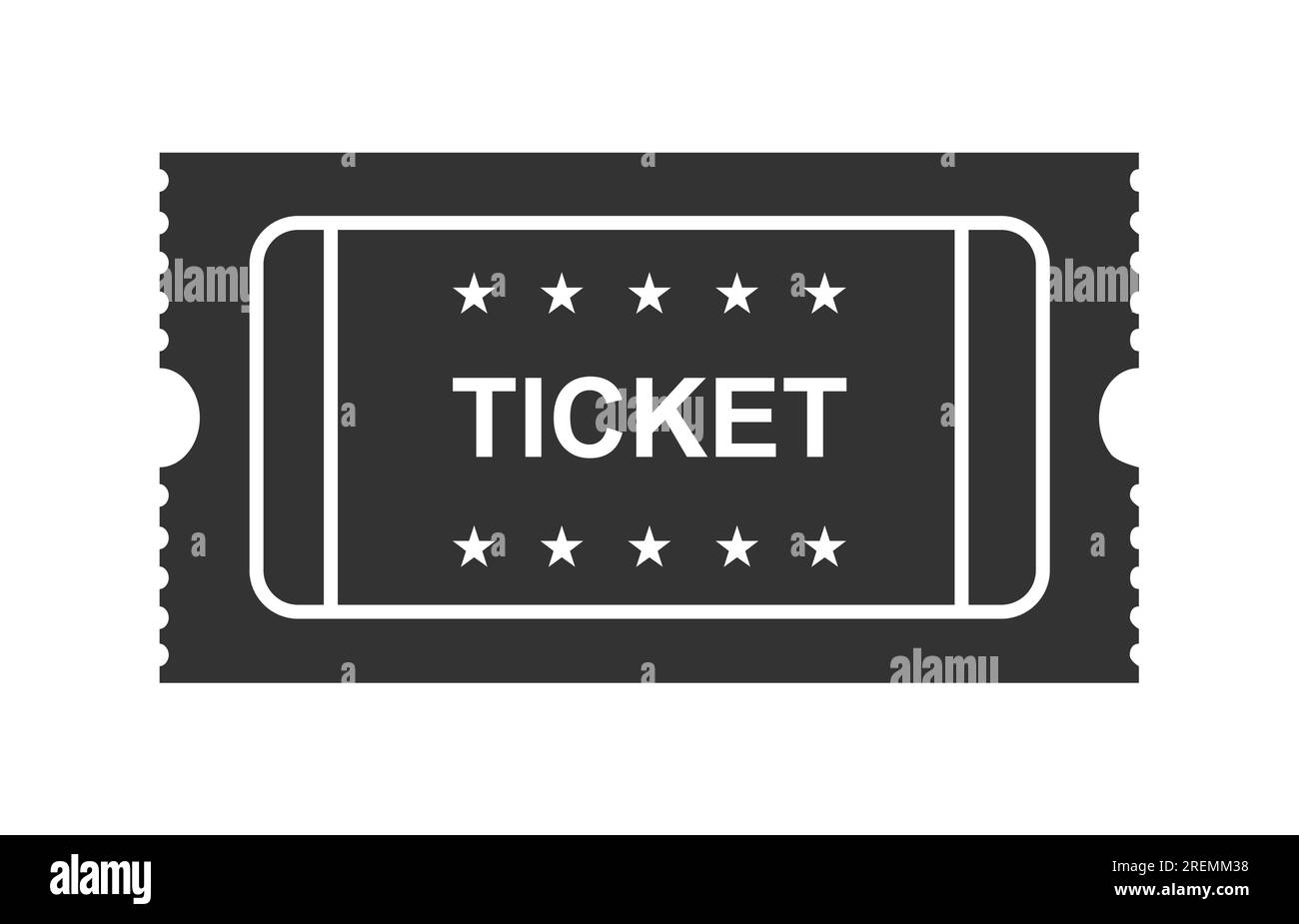 Vektordarstellung des Ticketsymbols im flachen Stil. Retro-Ticketabschnitt auf weißem Hintergrund. Vector Black Ticket Stock Vektor