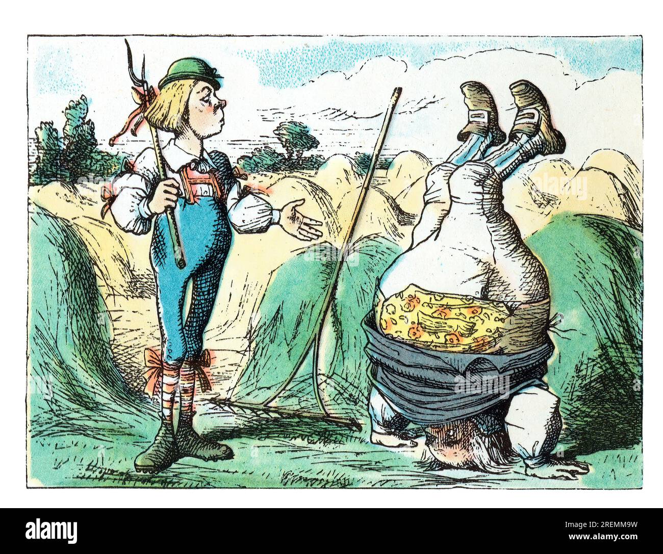 Jugend und Vater william stehen auf dem Kopf Alice im Wunderland farbige Tenniel Illustration Stockfoto