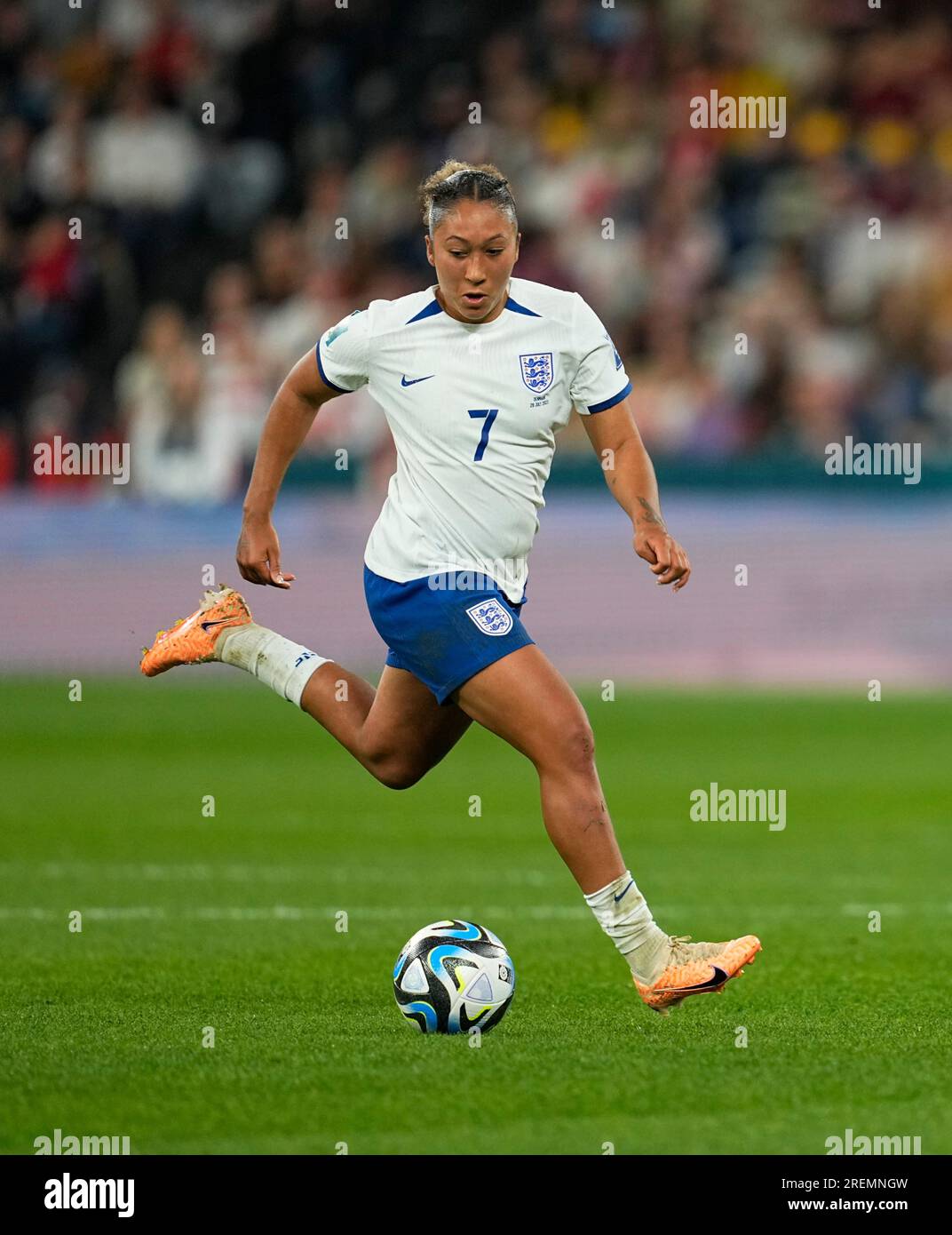Juli 28 2023: Lauren James (England) kontrolliert den Ball während eines Spiels, am, . Kim Price/CSM Credit: CAL Sport Media/Alamy Live News Stockfoto