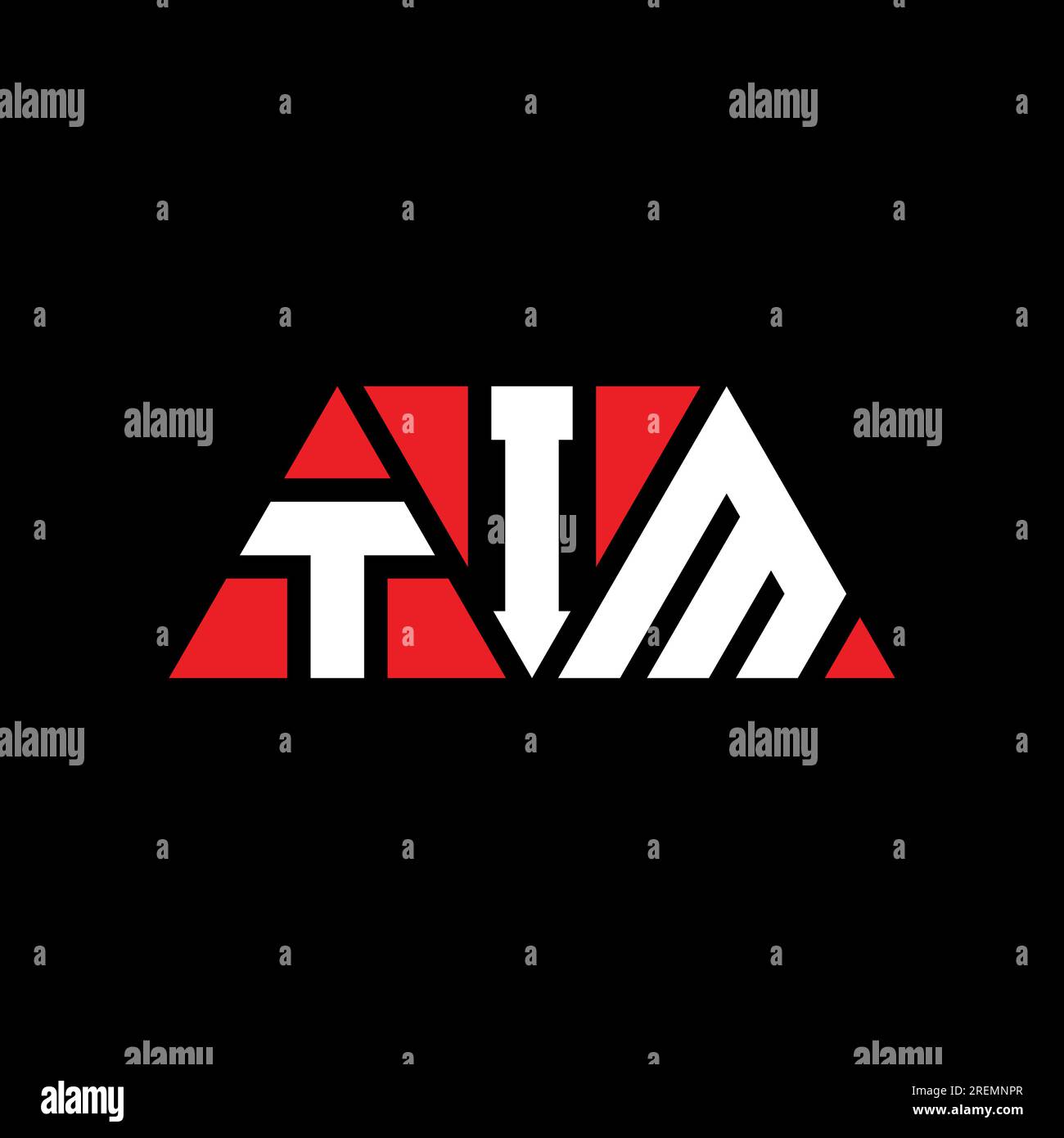 LOGO mit TIM-Dreiecksbuchstaben und Dreiecksform. MONOGRAMM mit TIM-Dreieck-Logo. TIM-Dreieck-Vektor-Logo-Vorlage mit roter Farbe. TIM Triangul Stock Vektor