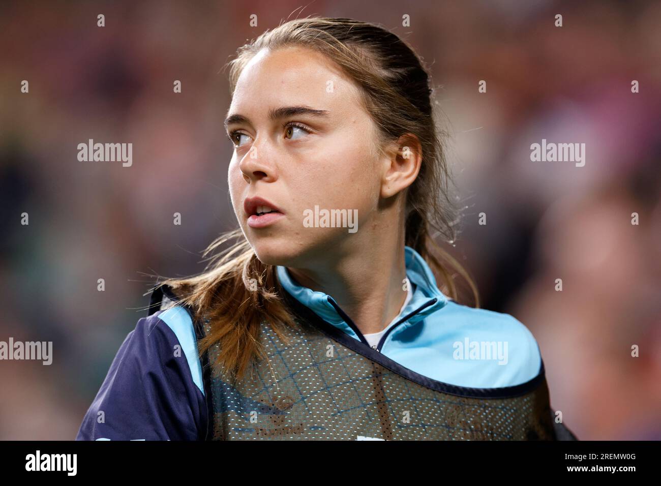 Sydney, Australien. 28. Juli 2023. Emma Snerle aus Dänemark wärmt sich beim FIFA Women's World Cup 2023 Group D Match zwischen England und Dänemark im Sydney Football Stadium am 28. Juli 2023 in Sydney, Australien auf. Guthaben: IOIO IMAGES/Alamy Live News Stockfoto