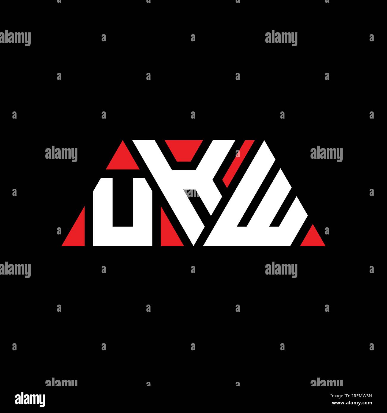 Logo mit UKW-Dreiecksbuchstaben und Dreiecksform. Monogramm mit UKW-Dreieck-Logo. UKW-dreieckige Vektorvorlage mit roter Farbe. UKW-Triangul Stock Vektor