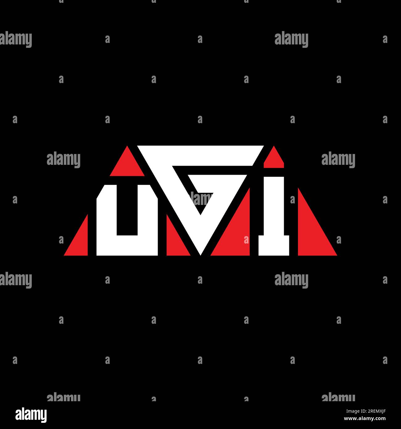 LOGO mit UGI-Dreiecksbuchstaben und Dreiecksform. Monogramm mit UGI-Dreieck-Logo. UGI-Dreieck-Vektor-Logo-Vorlage mit roter Farbe. UGI Triangul Stock Vektor