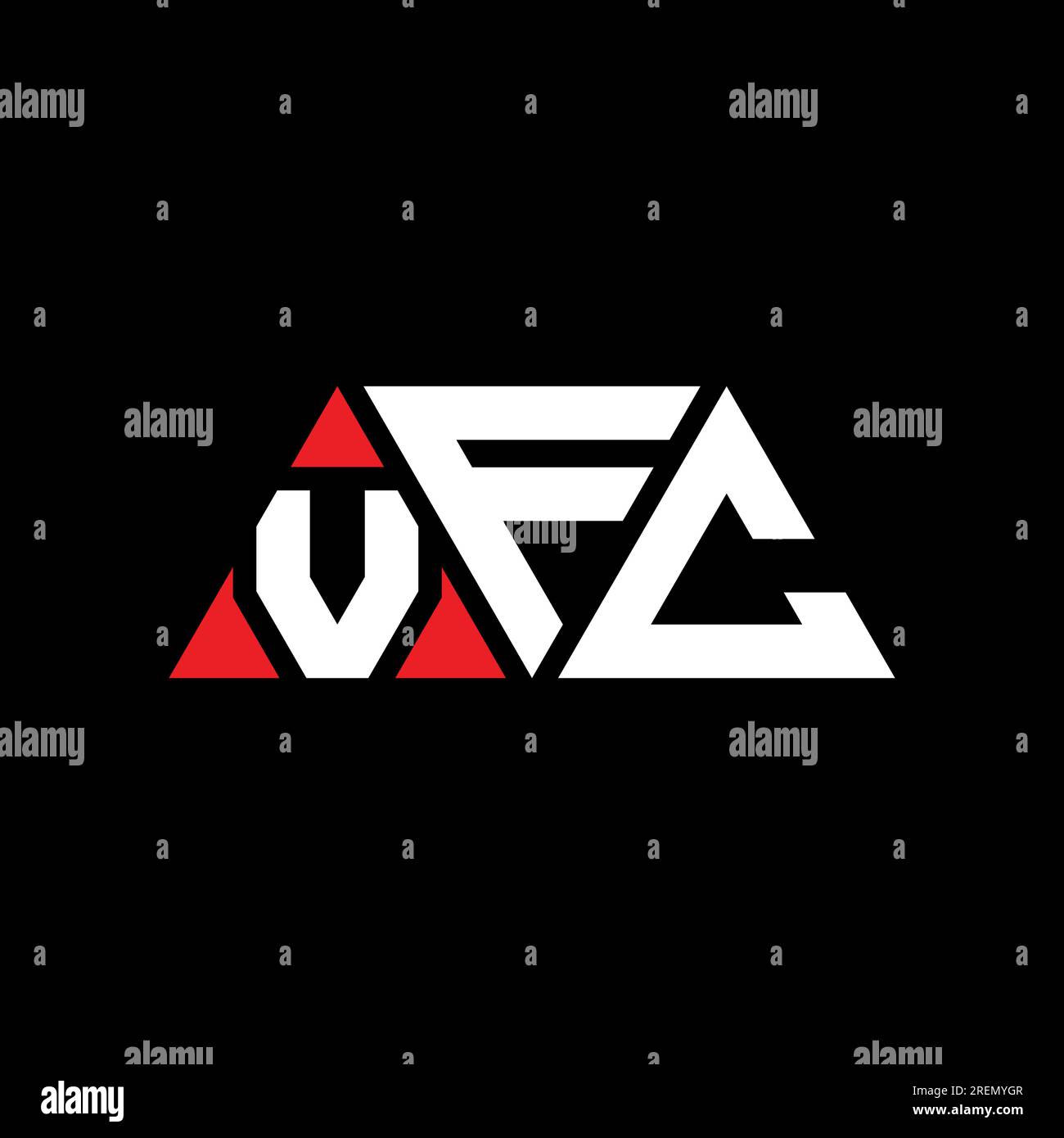VFC-Logo mit Dreiecksbuchstaben und Dreiecksform. Monogramm mit VFC-Dreieck-Logo. VFC-Dreieck-Vektor-Logo-Vorlage mit roter Farbe. VFC Triangul Stock Vektor