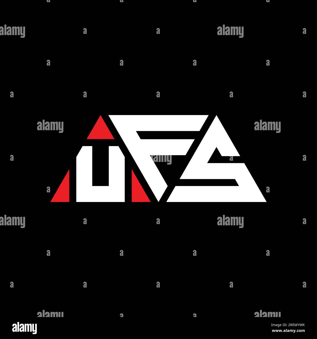 Logo mit UFS-Dreiecksbuchstaben und Dreiecksform. Monogramm mit UFS-Dreieck-Logo. UFS-dreieckige Vektor-Logo-Vorlage mit roter Farbe. UFS Triangul Stock Vektor