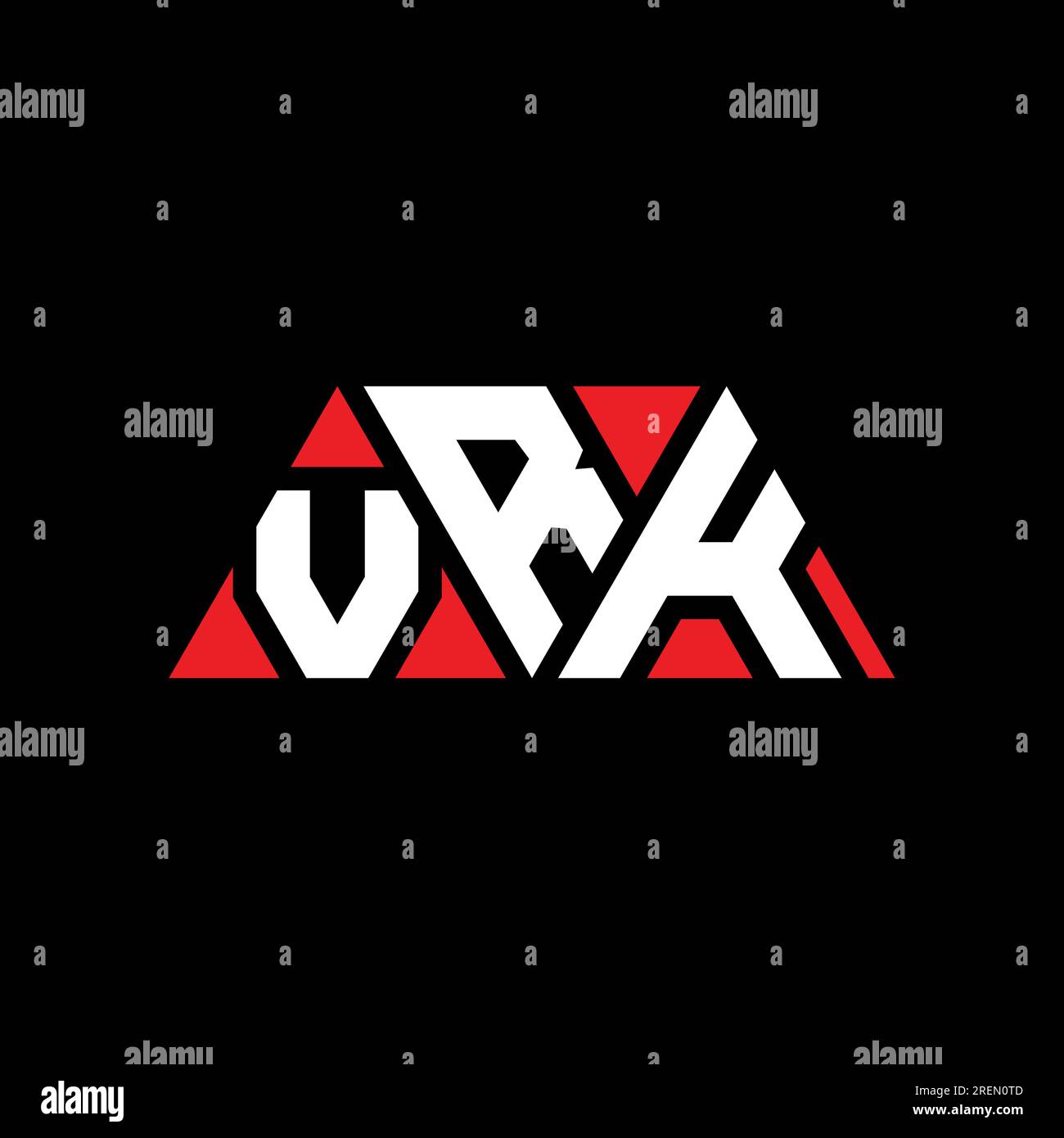 VRK-Logo mit Dreiecksbuchstaben und Dreiecksform. Monogramm mit VRK-Dreieck-Logo. VRK-Dreieck-Vektor-Logo-Vorlage mit roter Farbe. VRK Triangul Stock Vektor