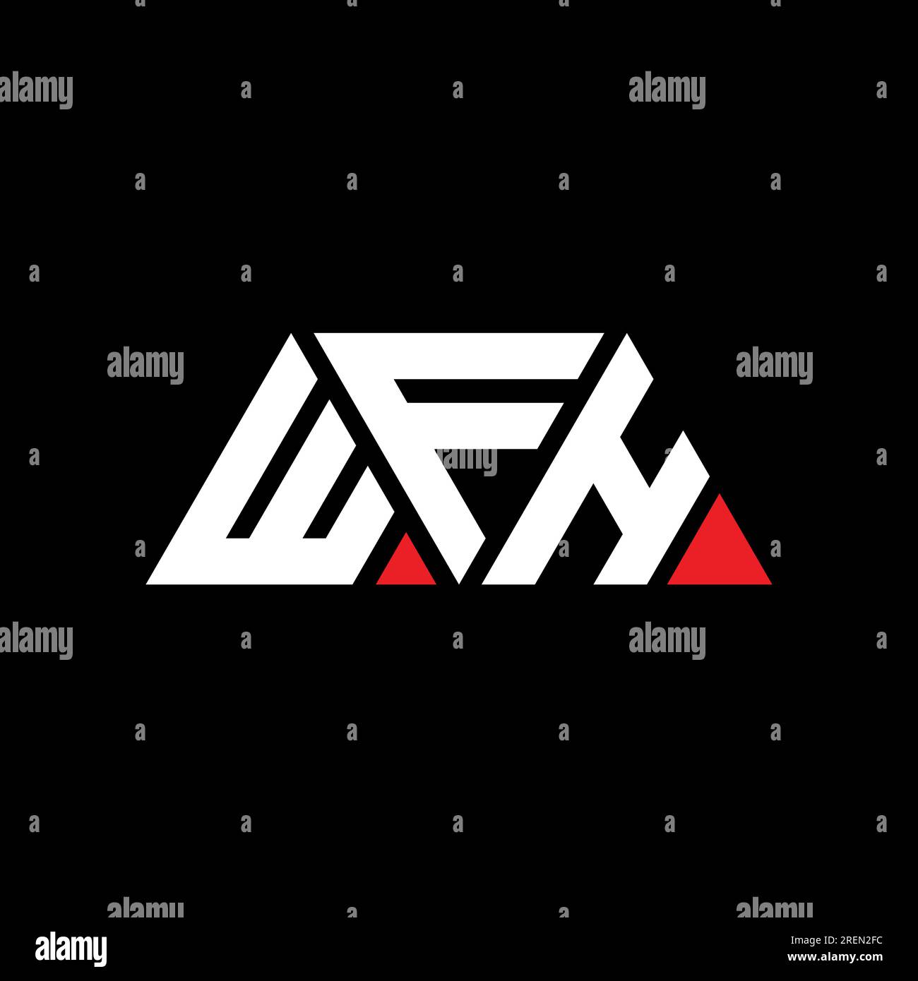 WFH-Logo mit Dreiecksbuchstaben und Dreiecksform. WFH-Dreieck-Logo-Monogramm. WFH-dreieckige Vektor-Logo-Vorlage mit roter Farbe. WFH Triangul Stock Vektor
