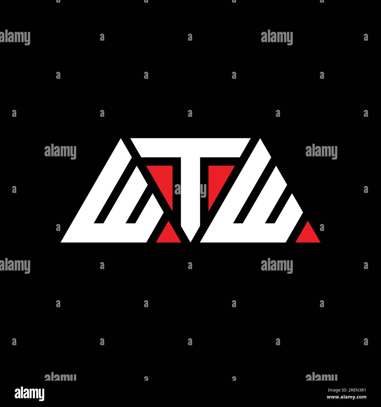 WTW-Logo mit Dreiecksbuchstaben und Dreiecksform. WTW-Dreieck-Logo-Monogramm. WTW-dreieckige Vektorvorlage mit roter Farbe. WTW Triangul Stock Vektor