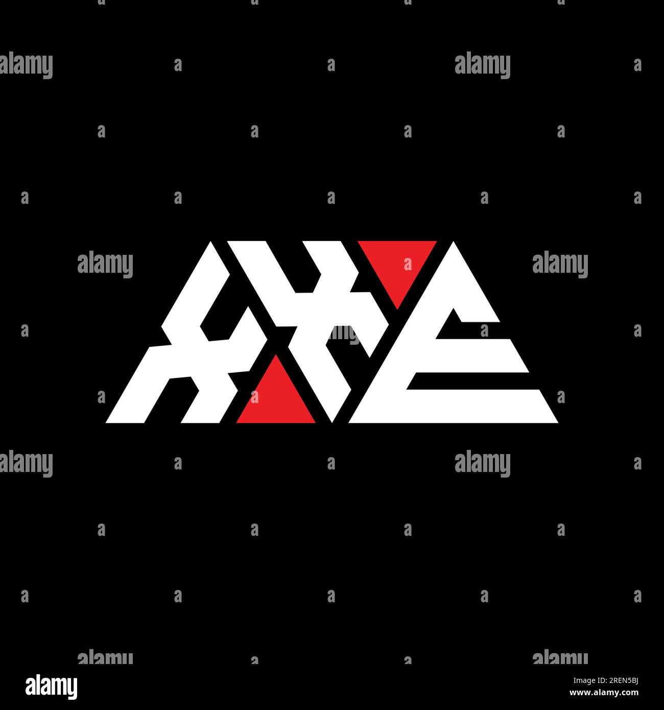XXE-Logo mit dreieckigem Buchstaben und Dreiecksform. XXE-Monogramm mit Dreieckslogo. XXE-dreieckige Vektor-Logo-Vorlage mit roter Farbe. XXE Triangul Stock Vektor
