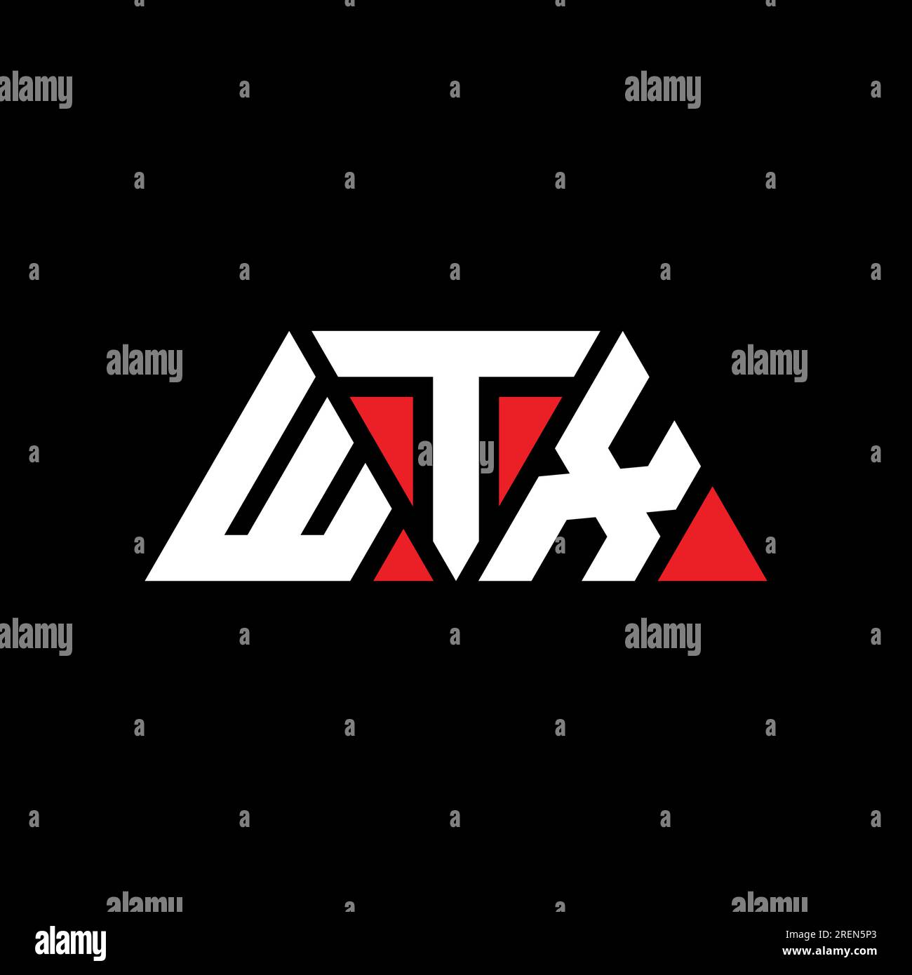 WTXLogo mit Dreiecksbuchstaben und Dreiecksform. Monogramm mit WTX