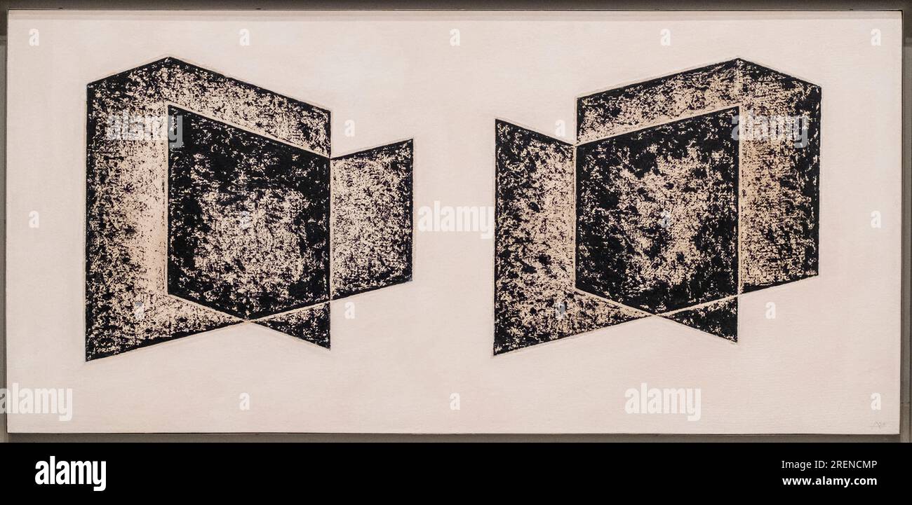 Josef Albers, Angular, 1935, Öl auf Spanplatte, Bauhaus Stockfoto