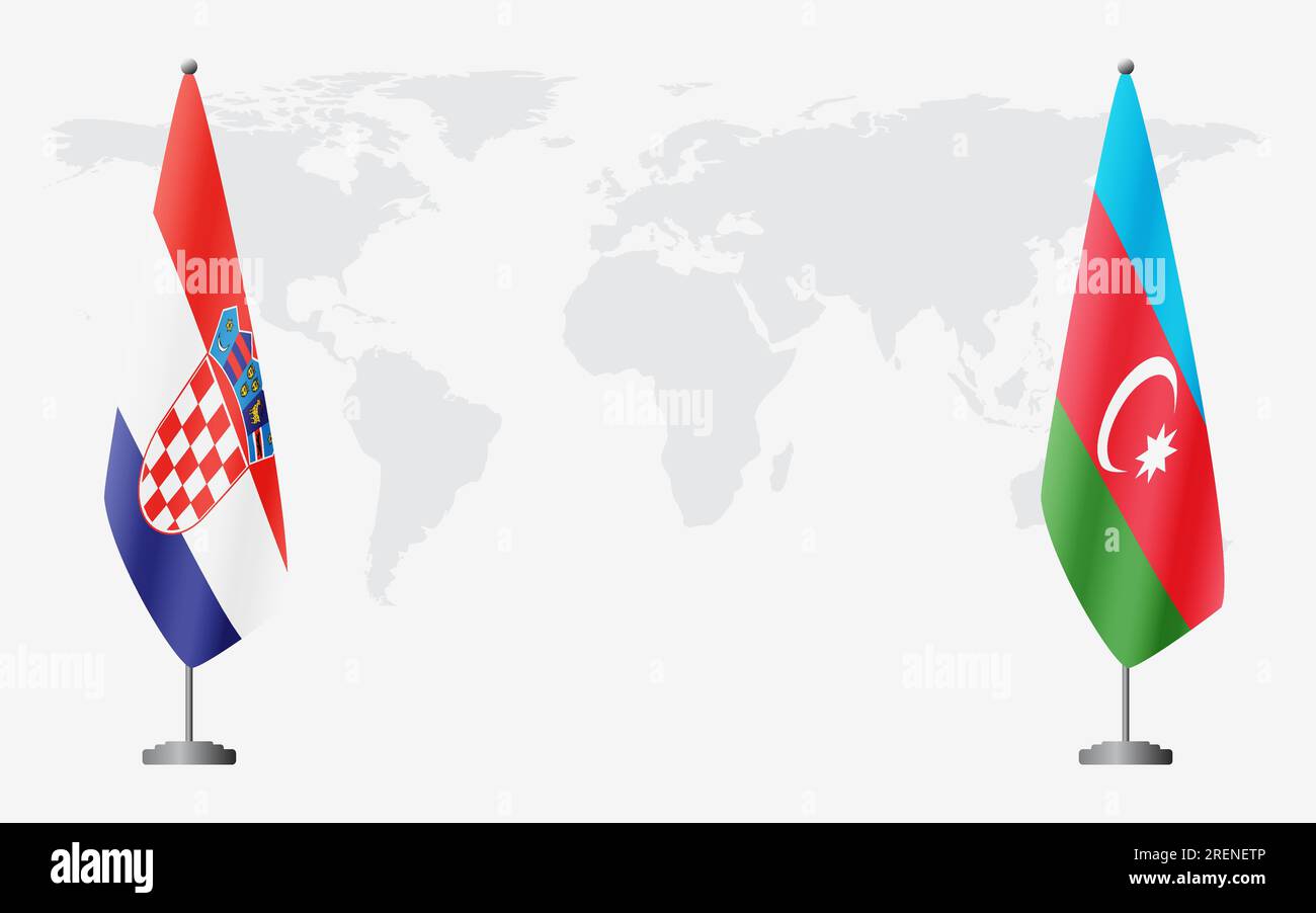 Kroatien und Aserbaidschan führen vor dem Hintergrund der Weltkarte offizielle Sitzungen durch. Stock Vektor