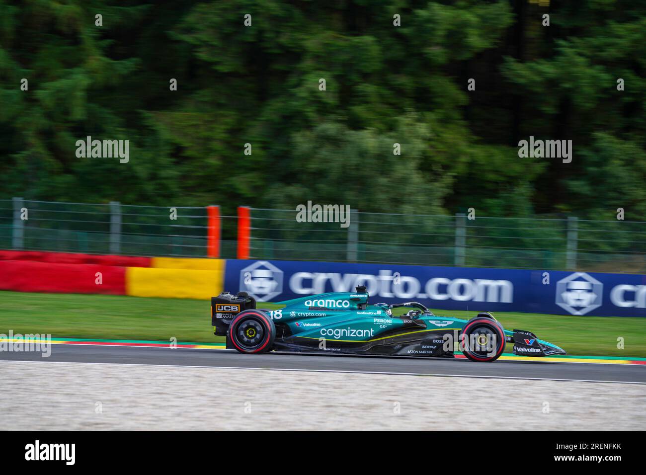 Lance Walk (CAN) Aston Martin F1 Team AMR23 während der Qualifying Session am Freitag, 28. Juli, FORMEL 1 MSC KREUZFAHRTEN ZUM GROSSEN PREIS VON BELGIEN 2023 - Jul28. Juli Stockfoto