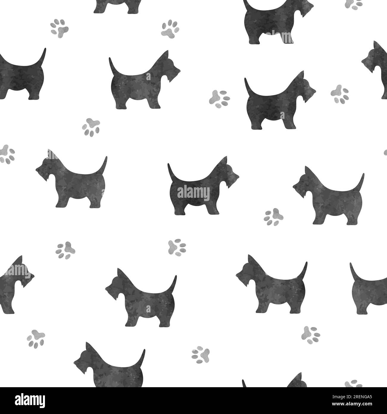 Nahtloses Hundemuster in Aquarellfarben. Stock Vektor