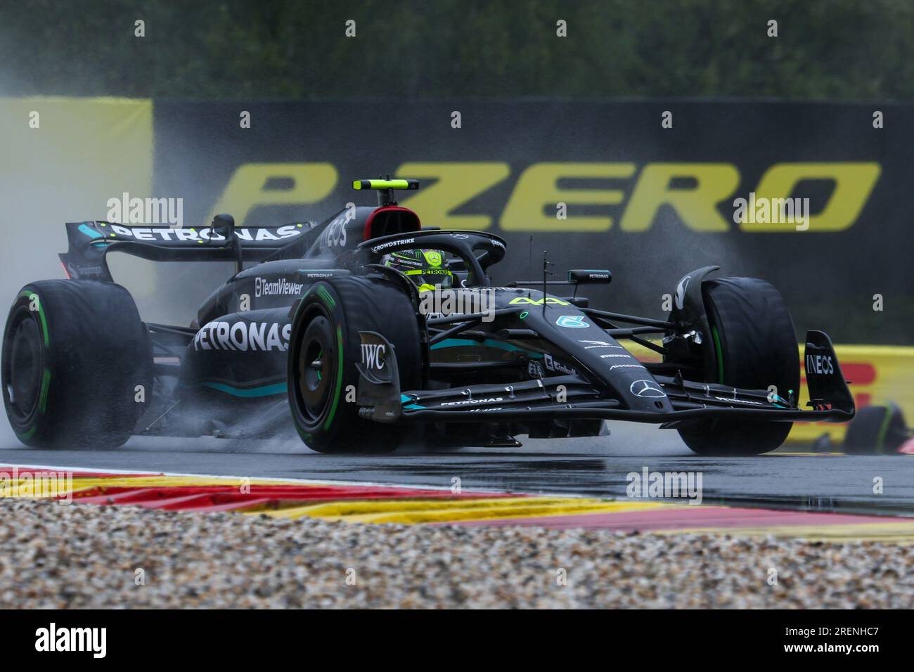 Circuit de Spa-Francorchamps, Stavelot, Belgien, 28. Juli 2023, Lewis Hamilton (GBR) Mercedes W14 E Performance während 2023 Formel 1 MSC Cruises BE Stockfoto