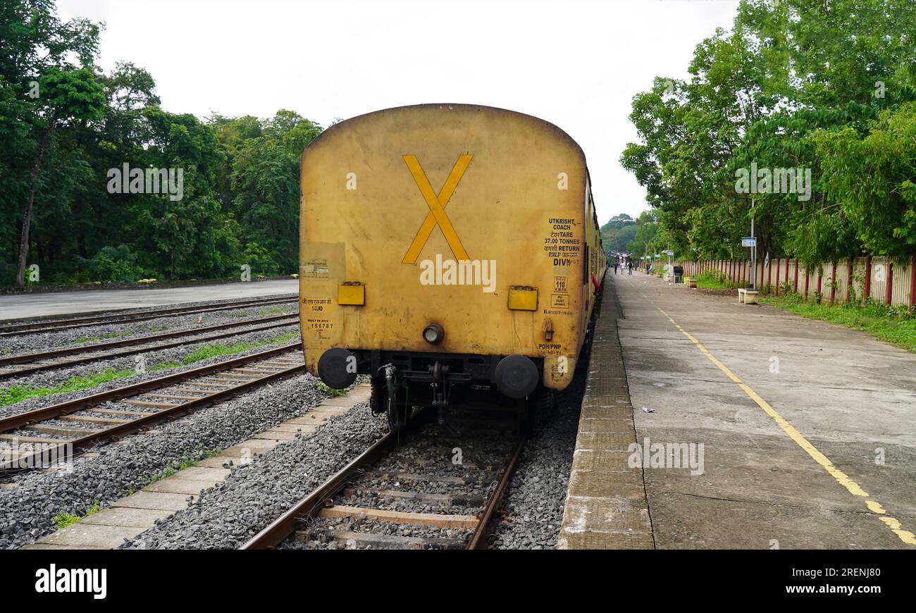 Der Bahnhof Nilambur Road ist ein Bahnhof, der die Stadt Nilambur im Malappuram-Bezirk Kerala, Indien, bedient. 10. Juli 2023 Stockfoto