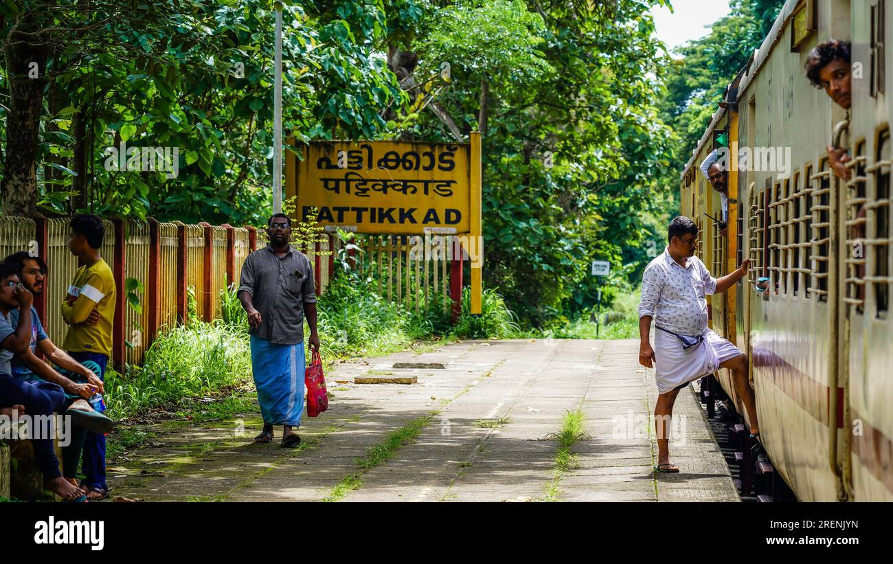 Der Bahnhof Nilambur Road ist ein Bahnhof, der die Stadt Nilambur im Malappuram-Bezirk Kerala, Indien, bedient. 10. Juli 2023 Stockfoto