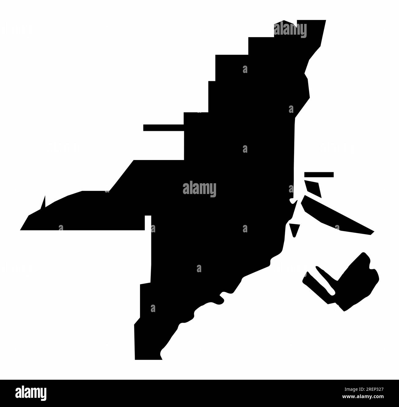 Miami Karte Silhouette isoliert auf weißem Hintergrund Stock Vektor