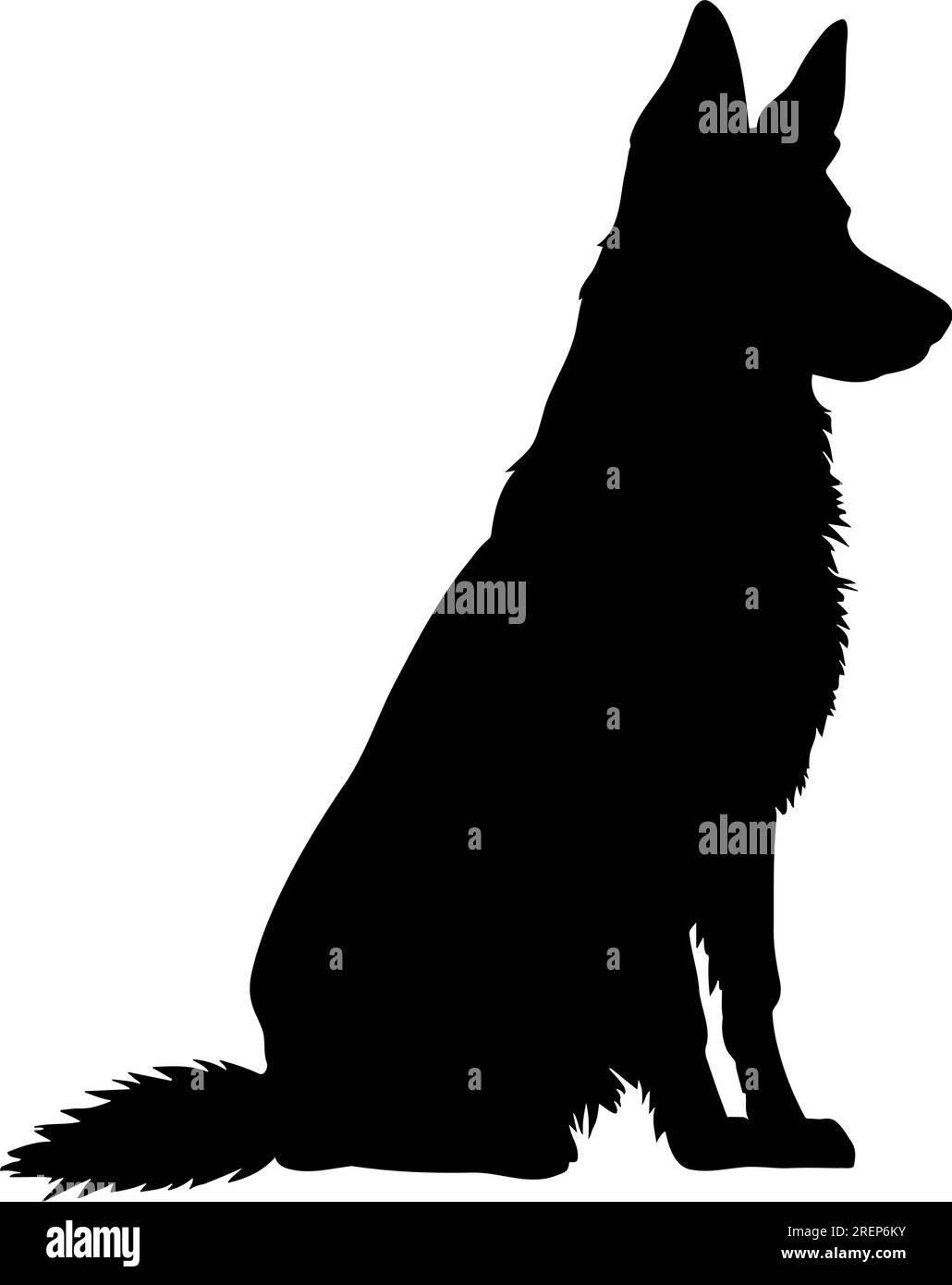 Die Silhouette des sitzenden schäferhundes. Vektordarstellung Stock Vektor