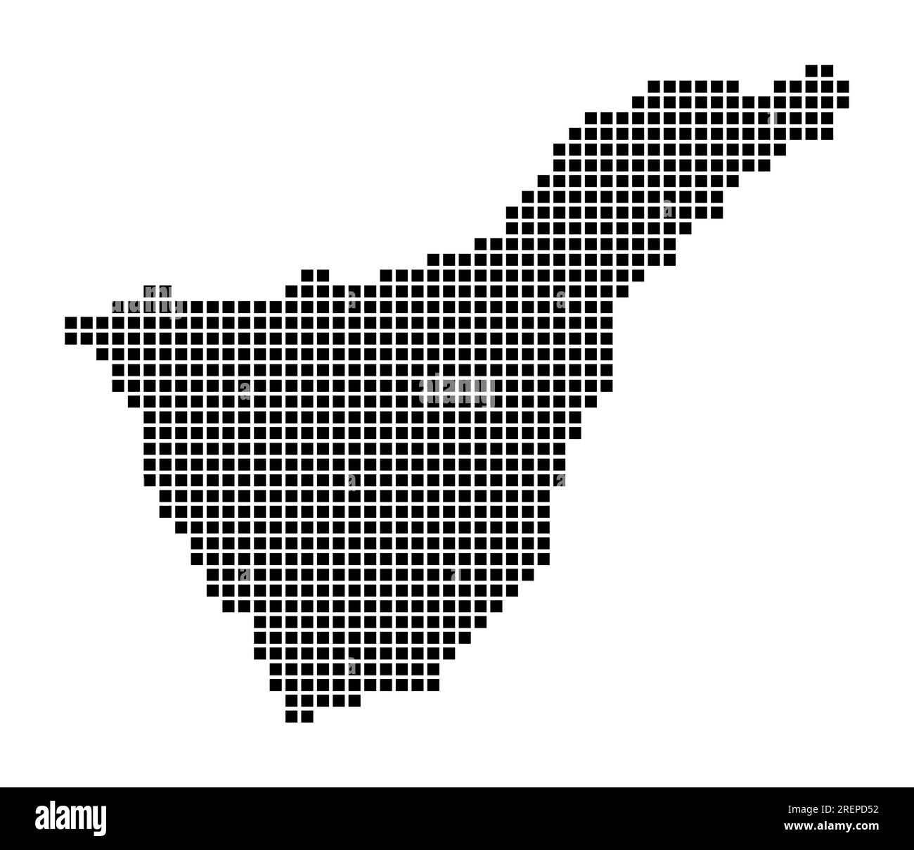 Karte von Teneriffa. Karte von Teneriffa im gepunkteten Stil. Die Inselgrenzen sind mit Rechtecken für Ihr Design gefüllt. Vektordarstellung. Stock Vektor