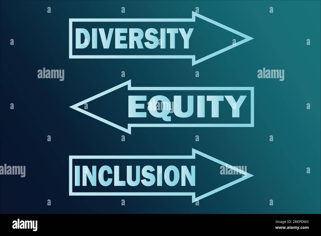 Vielfalt und Gerechtigkeit und Inklusion mit Pfeilen, die nach links und rechts zeigen. Vektordarstellung für Logo, Website, Grußkarte Stock Vektor