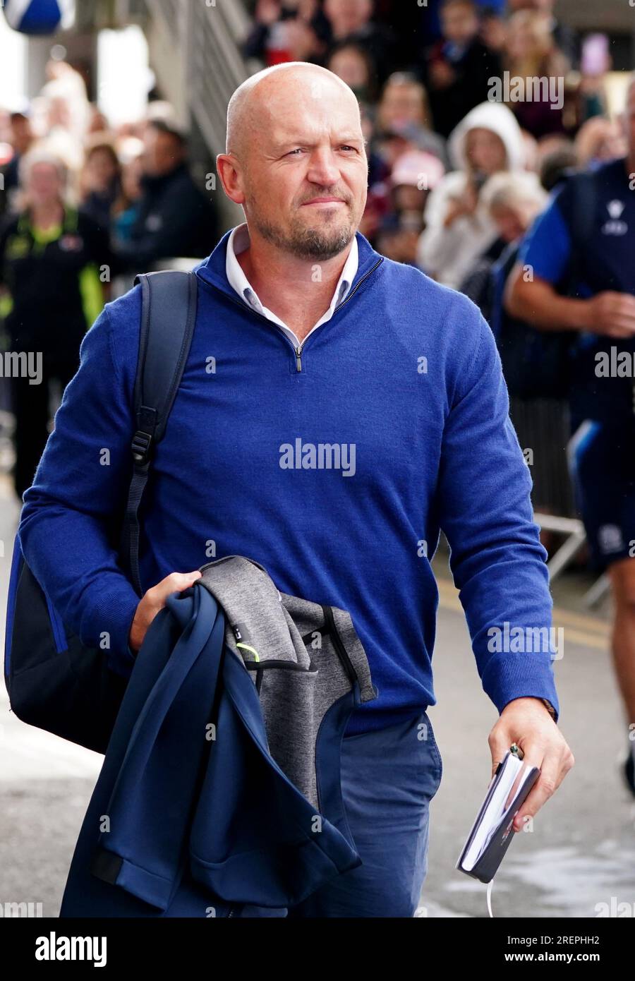 Der schottische Cheftrainer Gregor Townsend kommt vor dem berühmten Spiel der Grouse Nations Series in Murrayfield, Edinburgh. Bilddatum: Samstag, 29. Juli 2023. Stockfoto