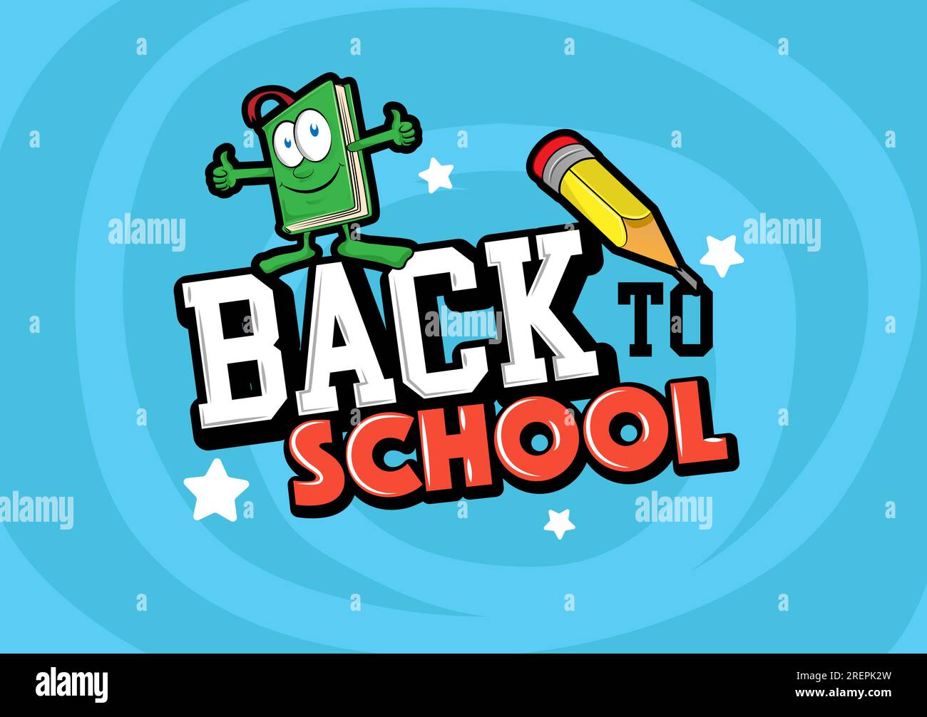 Back to School in Blue Background Banner Stock Vektor