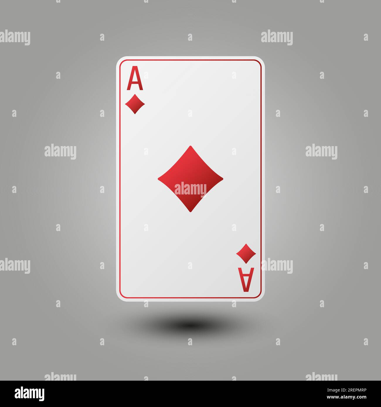 Realistische Spielkarte für Poker oder Blackjack. Ass Diamanten-Anzug auf grauem Hintergrund. Vektordarstellung. Stock Vektor
