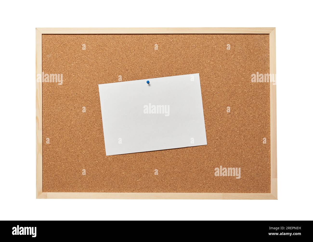 Bürokork-Tafel mit einer leeren Notiz Stockfoto