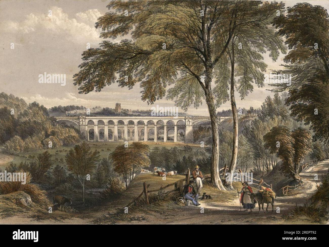 Chirk Viaduct - Shrewsbury & Chester Railway s.d. von George Hawkins Stockfoto