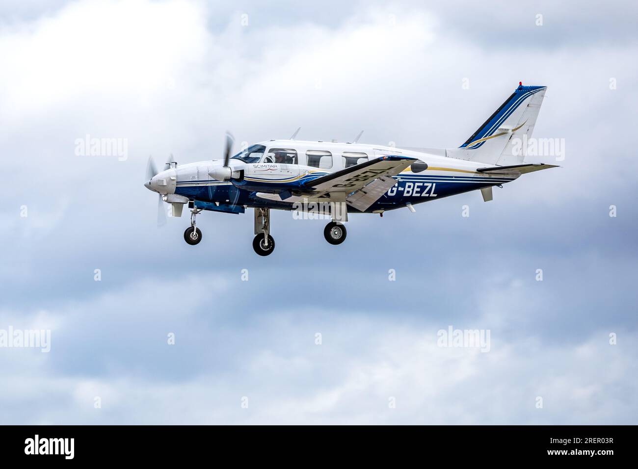 Piper PA-31 Navajo, Ankunft in RAF Fairford für das Royal International Air Tattoo 2023. Stockfoto